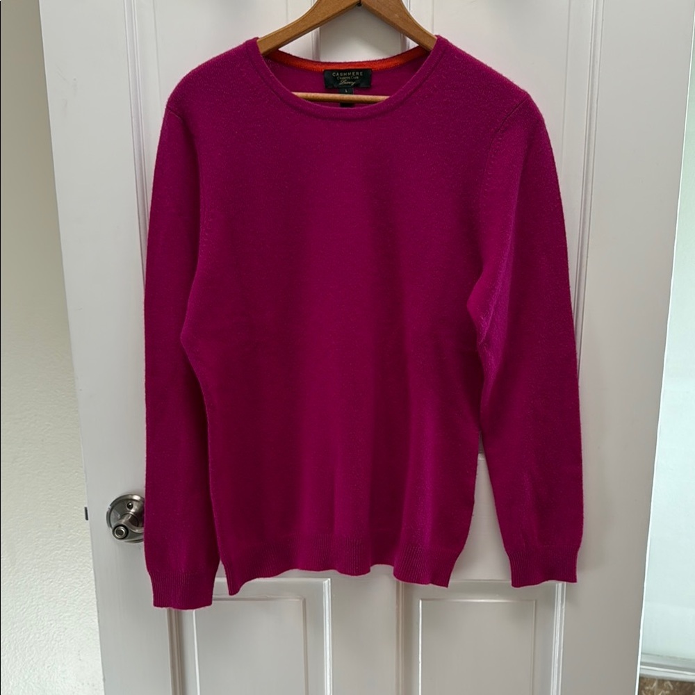 Charter Club Luxury Cashmere Sweater L Fuchsia Soft Knit Long Sleeve